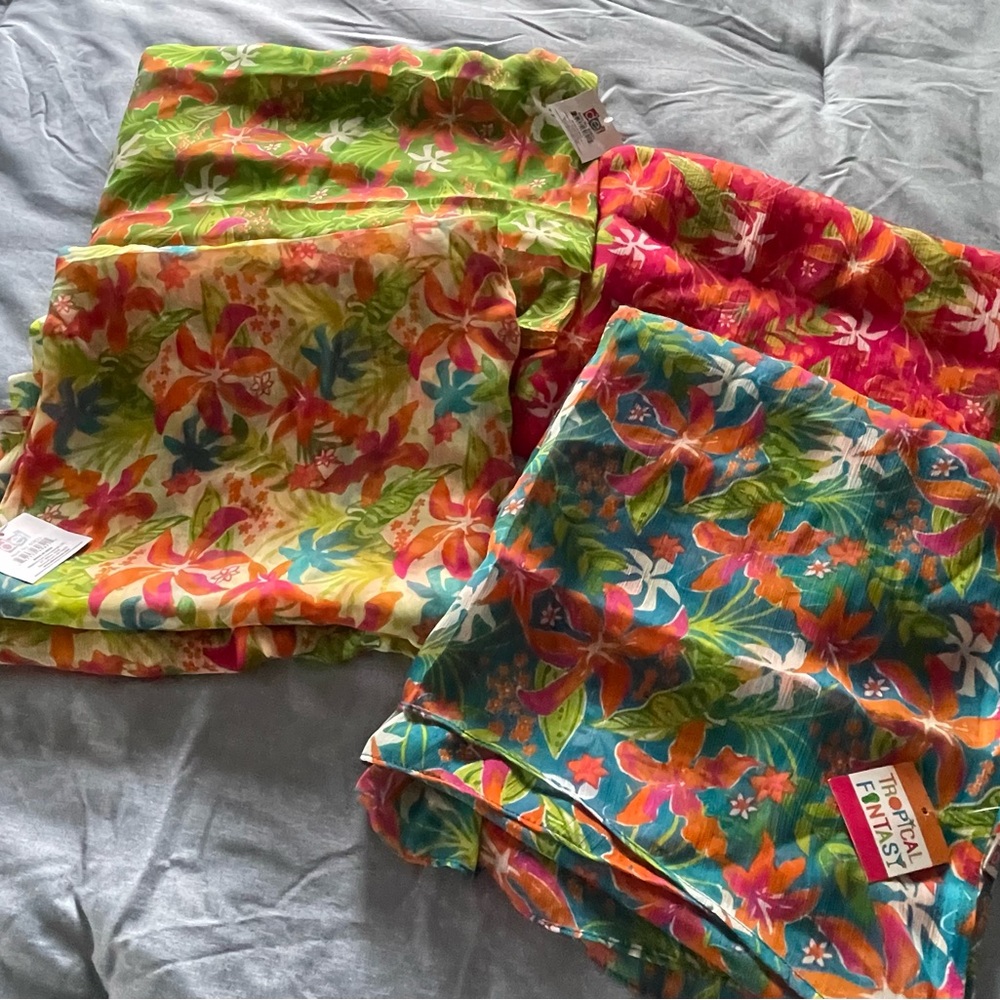 Tropical Floral Scarf Set